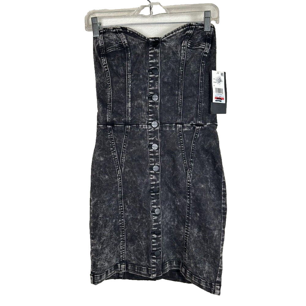 Kendall + Kylie Juniors M Strapless denim button front dress Cowgirl Bohemian